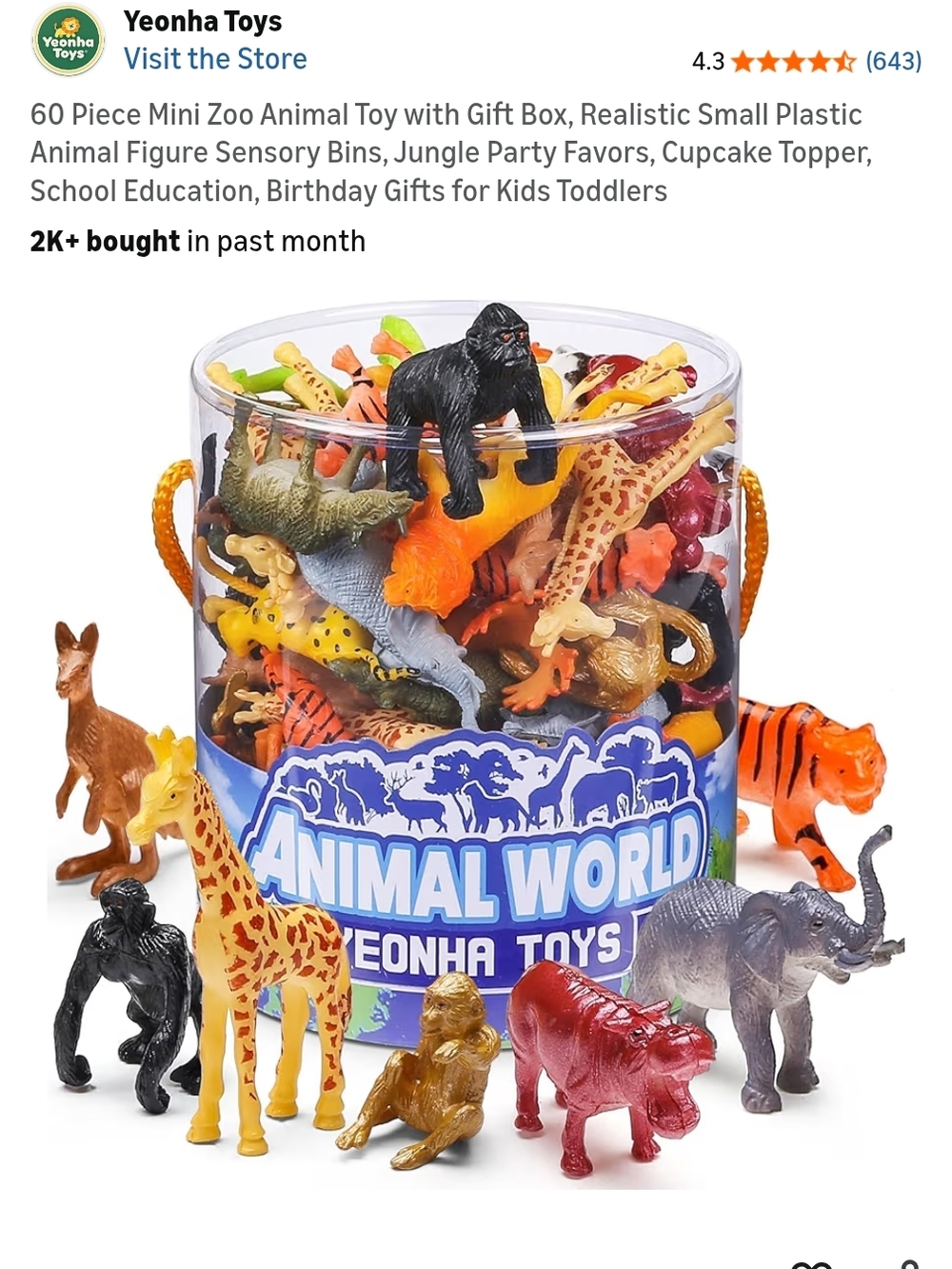 Animal World Mini Zoo Figures - Multicolor